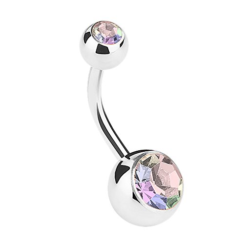 Piersando Bauchnabelpiercing Piercing Stecker Gebogen Bauch Banane mit Doppel Kristall Kugel Perlen 1,6mm x 12mm x 5mm Rainbow Piersando Bauchnabelpiercing Piercing Stecker Gebogen Bauch Banane mit Doppel Kristall Kugel Perlen 1,6mm x 12mm x 5mm Rainbow von Piersando