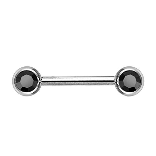 Piersando Brustwarzen Piercing Intimpiercing Nippelpiercing Brust Nippel Intim Barbell mit Hantel Doppel Front Kristall Kugel 1,6mm x 16mm x 6mm Silber Schwarz Piersando Brustwarzen Piercing Intimpiercing Nippelpiercing Brust Nippel Intim Barbell mit Hantel Doppel Front Kristall Kugel 1,6mm x 16mm x 6mm Silber Schwarz von Piersando