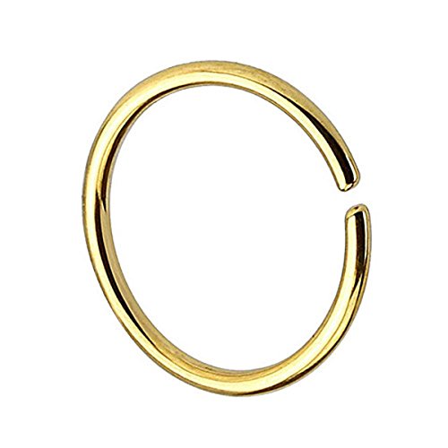 Piersando Continuous Piercing 925 Silber Fake Hoop Ring für Septum Ohr Tragus Helix Nase Lippe Ohr Nasenpiercing Nasenring Gold 0,8mm x 10mm von Piersando