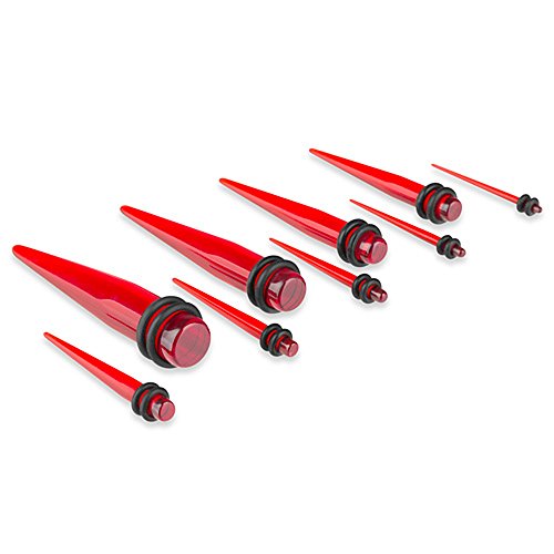 Piersando Dehnungsstab Ohr Piercing Dehnstift Dehner Ohrdehner Dehnstab Flesh Tunnel Plug Expander Taper Stab Gerade Rot 9er Set 1,6mm - 10mm Piersando Dehnungsstab Ohr Piercing Dehnstift Dehner Ohrdehner Dehnstab Flesh Tunnel Plug Expander Taper Stab Gerade Rot 9er Set 1,6mm - 10mm von Piersando