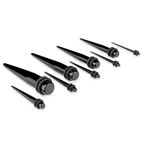 Piersando Dehnungsstab Ohr Piercing Dehnstift Dehner Ohrdehner Dehnstab Flesh Tunnel Plug Expander Taper Stab Gerade Schwarz 1,6mm von Piersando