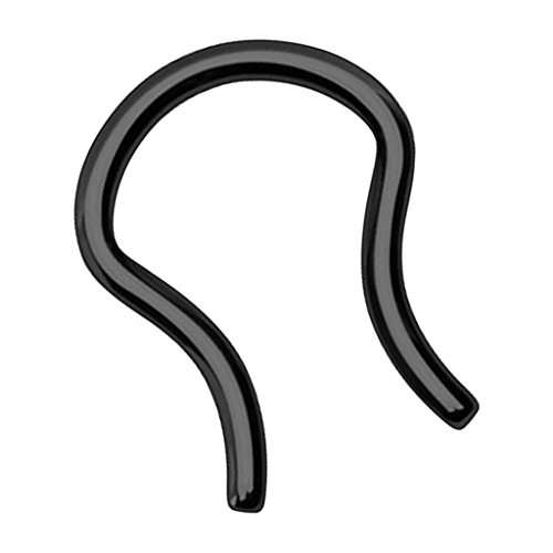 Piersando Fake Piercing Retainer Hoop Ring Nasenring gebogen Hufeisen für Septum Tragus Helix Nase Lippe Ohr Intim Nippel Brust Nasenpiercing Schwarz 1,2mm von Piersando