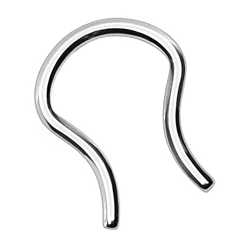 Piersando Fake Piercing Retainer Hoop Ring Nasenring gebogen Hufeisen für Septum Tragus Helix Nase Lippe Ohr Intim Nippel Brust Nasenpiercing Silber 1,2mm Piersando Fake Piercing Retainer Hoop Ring Nasenring gebogen Hufeisen für Septum Tragus Helix Nase Lippe Ohr Intim Nippel Brust Nasenpiercing Silber 1,2mm von Piersando