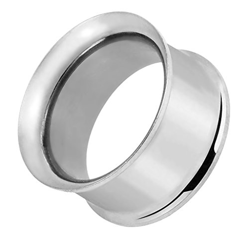 Piersando Flesh Tunnel Ohr Plug Piercing Double Flared ohne Gewinde Edelstahl Ohrtunnel Farbige Ohrpiercing 22mm Silber Metallic Piersando Flesh Tunnel Ohr Plug Piercing Double Flared ohne Gewinde Edelstahl Ohrtunnel Farbige Ohrpiercing 22mm Silber Metallic von Piersando