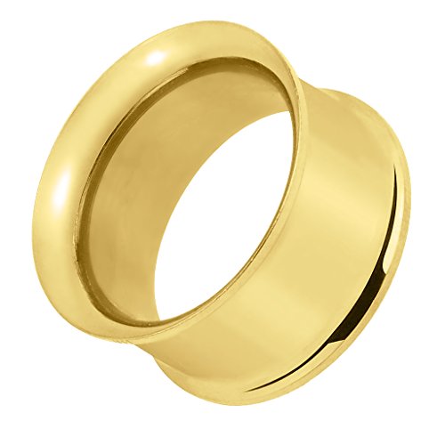 Piersando Flesh Tunnel Ohr Plug Piercing Double Flared ohne Gewinde Edelstahl Ohrtunnel Farbige Ohrpiercing 8mm Gold Metallic Piersando Flesh Tunnel Ohr Plug Piercing Double Flared ohne Gewinde Edelstahl Ohrtunnel Farbige Ohrpiercing 8mm Gold Metallic von Piersando