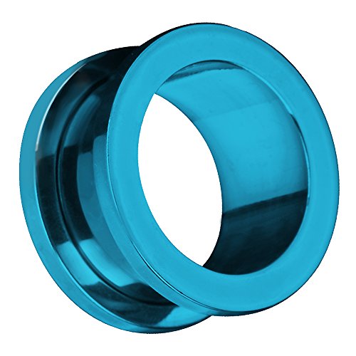 Piersando Flesh Tunnel Ohr Plug Piercing Farbige Ohrpiercing Schraub Edelstahl Ohrtunnel Creole 14mm Blau von Piersando