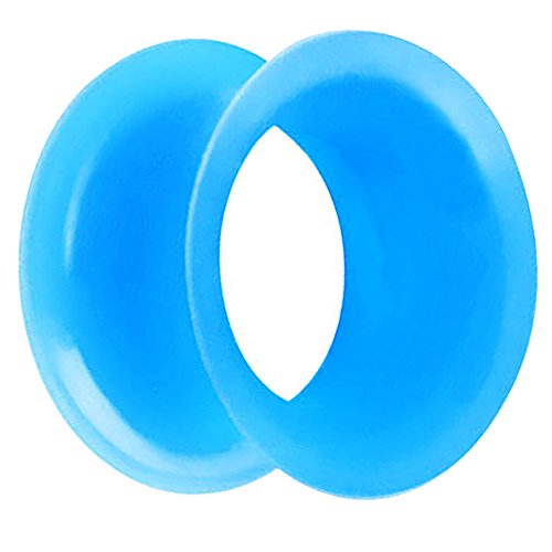 Piersando Flesh Tunnel Ohr Plug Piercing Ohrpiercing Double Flared Flexibel Silikon Dünner Rand 10mm Aqua von Piersando