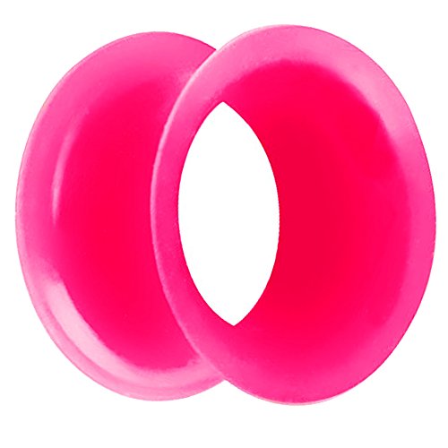Piersando Flesh Tunnel Ohr Plug Piercing Ohrpiercing Double Flared Flexibel Silikon Dünner Rand 10mm Pink von Piersando