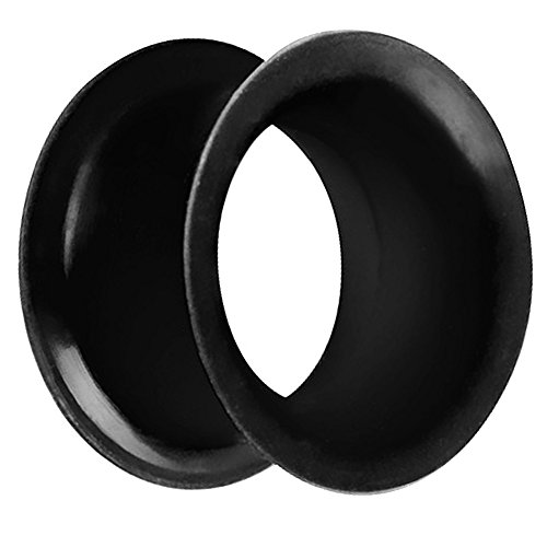 Piersando Flesh Tunnel Ohr Plug Piercing Ohrpiercing Double Flared Flexibel Silikon Dünner Rand 10mm Schwarz von Piersando