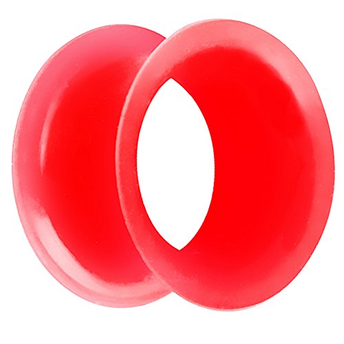 Piersando Flesh Tunnel Ohr Plug Piercing Ohrpiercing Double Flared Flexibel Silikon Dünner Rand 12mm Rot von Piersando