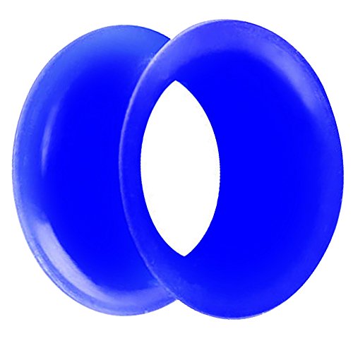 Piersando Flesh Tunnel Ohr Plug Piercing Ohrpiercing Double Flared Flexibel Silikon Dünner Rand 20mm Blau von Piersando