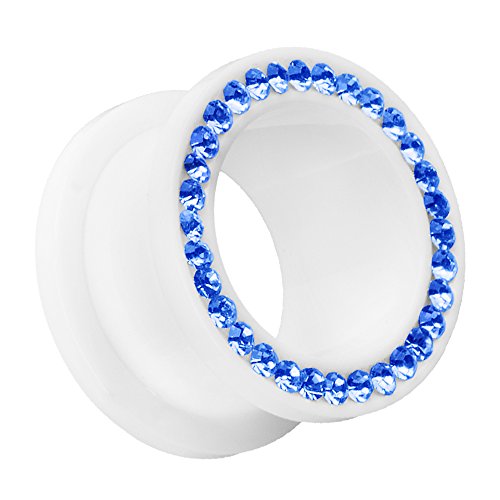 Piersando Flesh Tunnel Ohr Plug Piercing Ohrpiercing Schraub Ohrtunnel Kunststoff mit Strass Kristallen Weiß Blau 12mm Piersando Flesh Tunnel Ohr Plug Piercing Ohrpiercing Schraub Ohrtunnel Kunststoff mit Strass Kristallen Weiß Blau 12mm von Piersando