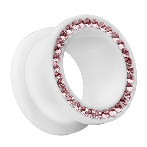 Piersando Flesh Tunnel Ohr Plug Piercing Ohrpiercing Schraub Ohrtunnel Kunststoff mit Strass Kristallen Weiß Lila 18mm Piersando Flesh Tunnel Ohr Plug Piercing Ohrpiercing Schraub Ohrtunnel Kunststoff mit Strass Kristallen Weiß Lila 18mm von Piersando