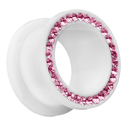 Piersando Flesh Tunnel Ohr Plug Piercing Ohrpiercing Schraub Ohrtunnel Kunststoff mit Strass Kristallen Weiß Pink 6 mm Piersando Flesh Tunnel Ohr Plug Piercing Ohrpiercing Schraub Ohrtunnel Kunststoff mit Strass Kristallen Weiß Pink 6 mm von Piersando