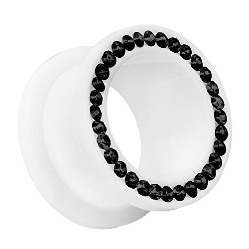 Piersando Flesh Tunnel Ohr Plug Piercing Ohrpiercing Schraub Ohrtunnel Kunststoff mit Strass Kristallen Weiß Schwarz 6 mm Piersando Flesh Tunnel Ohr Plug Piercing Ohrpiercing Schraub Ohrtunnel Kunststoff mit Strass Kristallen Weiß Schwarz 6 mm von Piersando