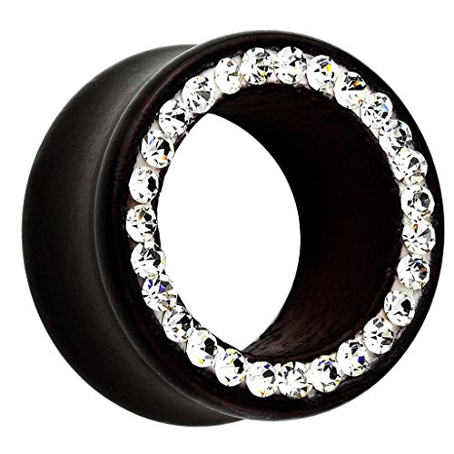 Piersando Flesh Tunnel Ohr Plug Piercing Ohrtunnel Ohrpiercing Organic Holz mit Strass Kristallen Steinen Dunkelbraun Braun 8mm Piersando Flesh Tunnel Ohr Plug Piercing Ohrtunnel Ohrpiercing Organic Holz mit Strass Kristallen Steinen Dunkelbraun Braun 8mm von Piersando