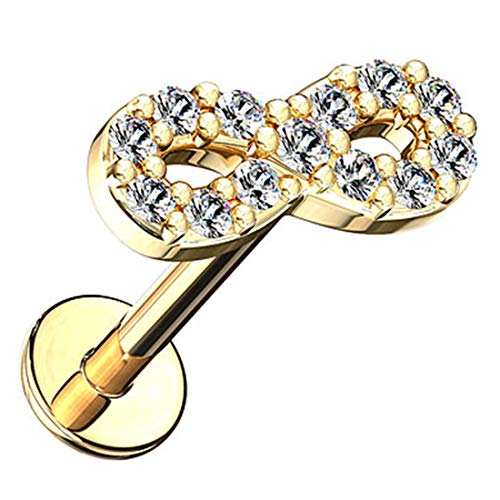 Piersando Ohr Piercing mit Unendlich Infinity Glitzer Kristall eichen Stab Tragus Helix Cartilage Knorpel Stecker Labret Monroe Lippe Gold 8mm Piersando Ohr Piercing mit Unendlich Infinity Glitzer Kristall eichen Stab Tragus Helix Cartilage Knorpel Stecker Labret Monroe Lippe Gold 8mm von Piersando