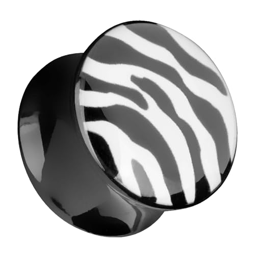 Piersando Ohr Plug Piercing Kunststoff Motiv Comic Picture Flesh Tunnel Ohrplug Double Flared mit Zebra Muster Schwarz 10mm Piersando Ohr Plug Piercing Kunststoff Motiv Comic Picture Flesh Tunnel Ohrplug Double Flared mit Zebra Muster Schwarz 10mm von Piersando