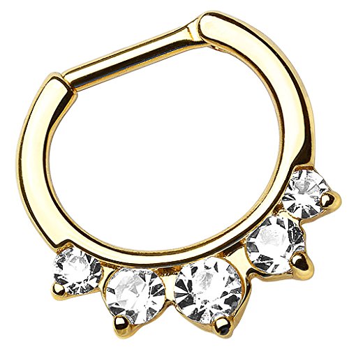 Piersando Piercing Ring für Septum Tragus Helix Ohr Nase Lippe Brust Intim Nasenpiercing Clicker Spitzen mit Kristallen vergoldet Gold 1,2mm Piersando Piercing Ring für Septum Tragus Helix Ohr Nase Lippe Brust Intim Nasenpiercing Clicker Spitzen mit Kristallen vergoldet Gold 1,2mm von Piersando