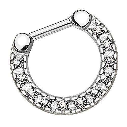 Piersando Piercing Ring für Septum Tragus Helix Ohr Nase Lippe Brust Intim Nasenpiercing Ohrpiercing Clicker Schild mit Glitzer Kristallen 1,2mm Silber Piersando Piercing Ring für Septum Tragus Helix Ohr Nase Lippe Brust Intim Nasenpiercing Ohrpiercing Clicker Schild mit Glitzer Kristallen 1,2mm Silber von Piersando