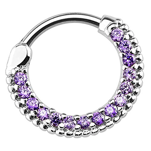 Piersando Piercing Scharnier Clicker Ring Schild Tribal mit Kristall Strass Steinen Vintage Septum für Tragus Helix Ohr Nase Lippe Brust Intim Silber Tanzanite 1,2mm Piersando Piercing Scharnier Clicker Ring Schild Tribal mit Kristall Strass Steinen Vintage Septum für Tragus Helix Ohr Nase Lippe Brust Intim Silber Tanzanite 1,2mm von Piersando