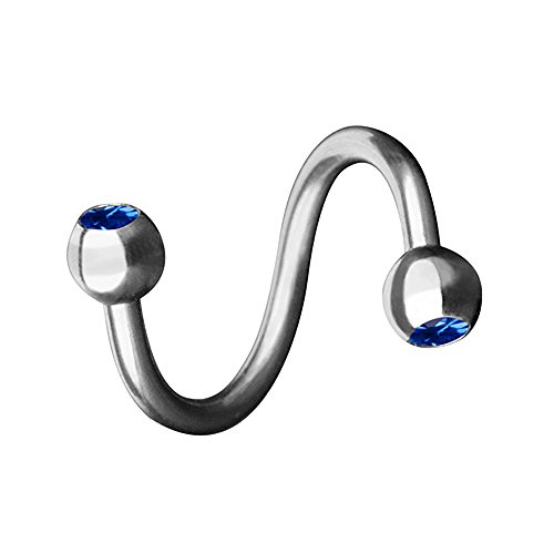 Piersando Piercing Spirale Stab Gebogen Twist Doppel Kristall Kugel für Lippen Lippe Labret Lippenpiercing Ohr Tragus Helix Ohrpiercing Silber Blau 1,2mm x 10mm x 4mm Piersando Piercing Spirale Stab Gebogen Twist Doppel Kristall Kugel für Lippen Lippe Labret Lippenpiercing Ohr Tragus Helix Ohrpiercing Silber Blau 1,2mm x 10mm x 4mm von Piersando