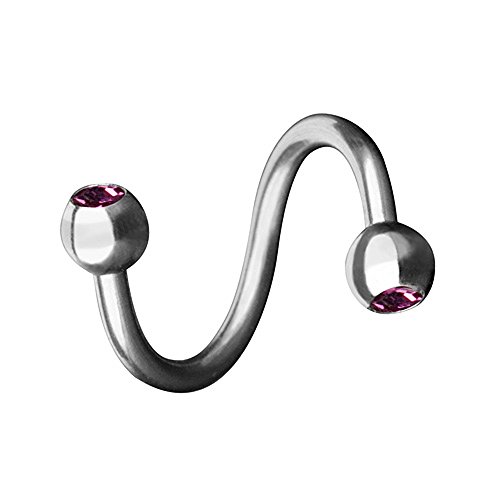 Piersando Piercing Spirale Stab Gebogen Twist Doppel Kristall Kugel für Lippen Lippe Labret Lippenpiercing Ohr Tragus Helix Ohrpiercing Silber Lila 1,2mm x 10mm x 4mm Piersando Piercing Spirale Stab Gebogen Twist Doppel Kristall Kugel für Lippen Lippe Labret Lippenpiercing Ohr Tragus Helix Ohrpiercing Silber Lila 1,2mm x 10mm x 4mm von Piersando