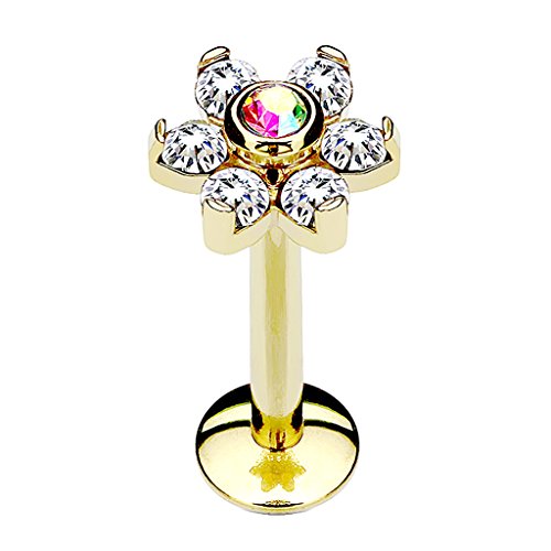 Piersando Piercing Stab Stecker Edelstahl Blume mit Kristallen Lippen Lippe Labret Lippenpiercing Ohr Tragus Ohrpiercing Helix Nase Intim Zungen Nasen 8mm Gold Piersando Piercing Stab Stecker Edelstahl Blume mit Kristallen Lippen Lippe Labret Lippenpiercing Ohr Tragus Ohrpiercing Helix Nase Intim Zungen Nasen 8mm Gold von Piersando