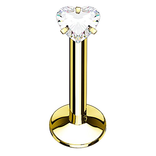 Piersando Piercing Stab Stecker Edelstahl Herz mit Kristall für Lippen Lippe Labret Lippenpiercing Ohr Tragus Ohrpiercing Helix Nase Intim Gold 6mm Herz Piersando Piercing Stab Stecker Edelstahl Herz mit Kristall für Lippen Lippe Labret Lippenpiercing Ohr Tragus Ohrpiercing Helix Nase Intim Gold 6mm Herz von Piersando