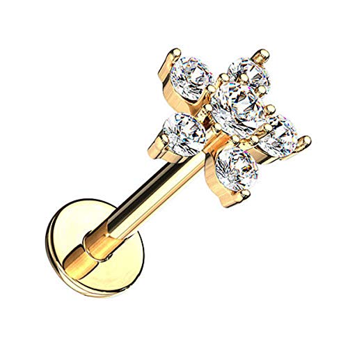 Piersando Piercing Stecker Innengewinde Edelstahl mit Kristall Blume Lippe Labret Lippenpiercing Monroe Ohrpiercing Knorpel Ohr 8mm Gold Piersando Piercing Stecker Innengewinde Edelstahl mit Kristall Blume Lippe Labret Lippenpiercing Monroe Ohrpiercing Knorpel Ohr 8mm Gold von Piersando