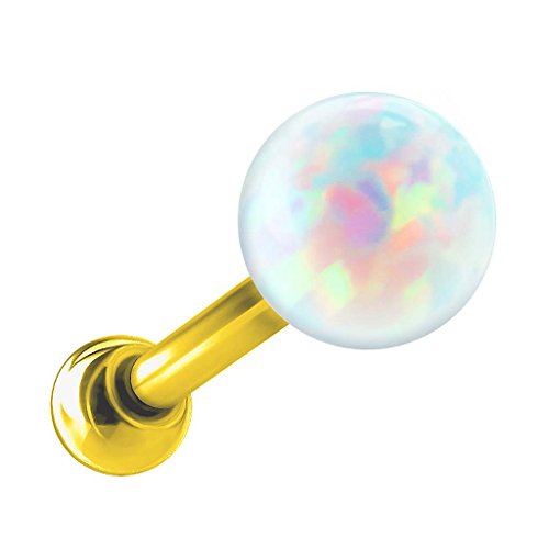 Piersando Tragus Piercing Helix Ohr Cartilage Knorpel Stab Stecker 316 L Chirurgenstahl mit Opal Perle Kugel Gold 3mm Piersando Tragus Piercing Helix Ohr Cartilage Knorpel Stab Stecker 316 L Chirurgenstahl mit Opal Perle Kugel Gold 3mm von Piersando