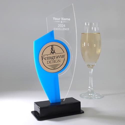 Pila Stone Moderne edle Award und Trophäe, eigener Text Logo, farbiges und klarem Acryl - Personalisierte Gravur - Pokal - Auszeichnung - Elegante Ehrung (Rose Gold) von Pila Stone