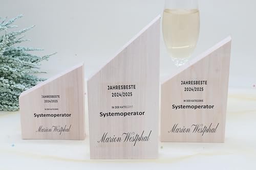 Pila Stone Moderne edle Trophäe, personalisiert mit eigenem Text Grafik oder Logo, aus Pappel Vollholz, Personalisierte Gravur - Pokal - Auszeichnung - Elegant für Jubiläum (160x95) von Pila Stone