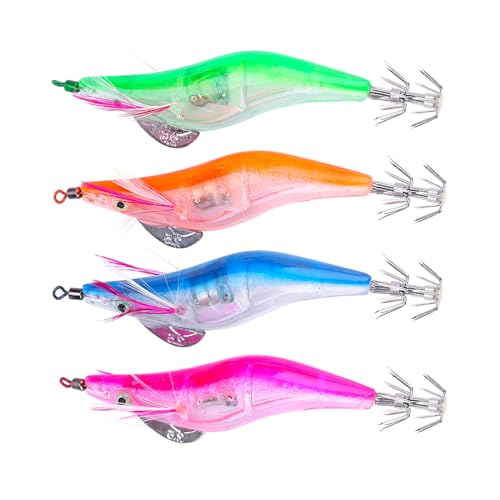 4-farbiges LED-Licht-Angel-Garnelen-Köder-Set,Beleuchtete Tintenfisch-Jig-Haken, Simulations-Garnelen-Köder, Tintenfisch-Krebsfisch-Bass-Jig-Köder mit verbessertem Haken für das Angeln im Freien 4-farbiges LED-Licht-Angel-Garnelen-Köder-Set,Beleuchtete Tintenfisch-Jig-Haken, Simulations-Garnelen-Köder, Tintenfisch-Krebsfisch-Bass-Jig-Köder mit verbessertem Haken für das Angeln im Freien von Pilipane