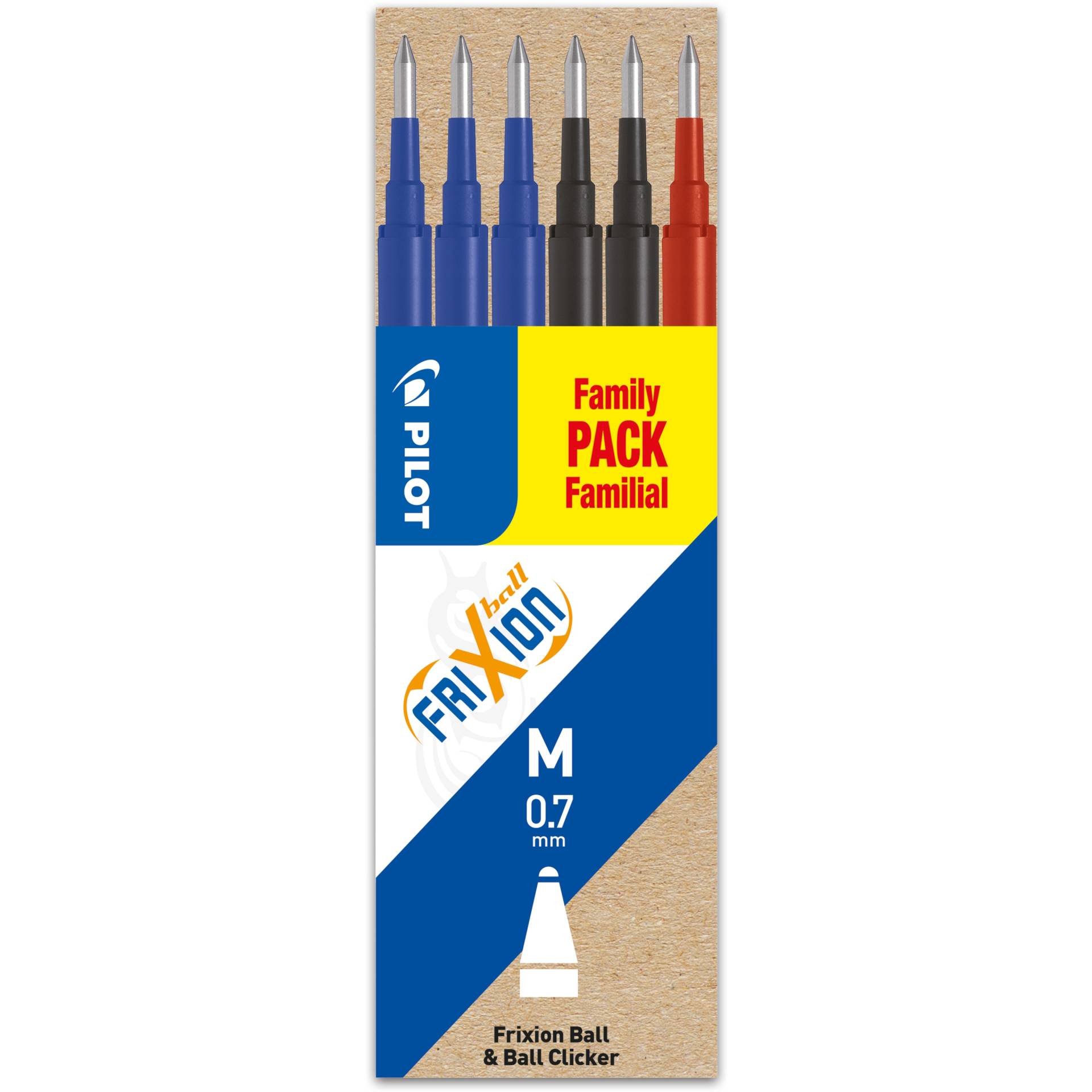 Pilot, Ersatzpatrone, FriXion Refill Set à 6 Standard (Ersatzmine, Mehrfarbig, 0.70 mm) von Pilot