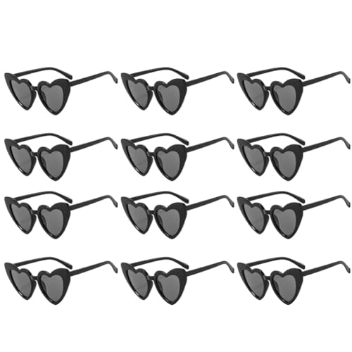 Pinafresa Herzförmige Sonnenbrille für Hochzeiten, Junggesellenabschiede, Brautjungfern, Trauzeugen, Geschenke für Männer, Schwarz von Pinafresa