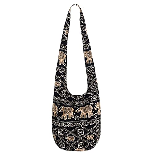 Bedruckte Stoffbeutel Frauen Hippie -Umhängetaschen Rand große Puten Ethnische Tasche Handtasche Reisen Tasche Khaki von Pineeseatile