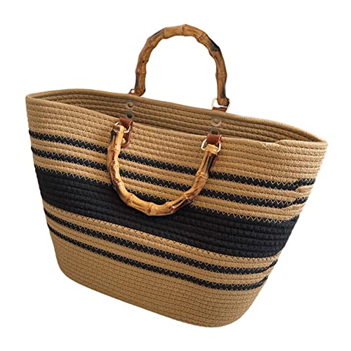 Strohbag Summer Beach Tote Tasche Retro Bambus Griff gewebte Handtasche für Frauen Strohstrandtasche Strohbag Summer Beach Tote Tasche Retro Bambus Griff gewebte Handtasche für Frauen Strohstrandtasche von Pineeseatile