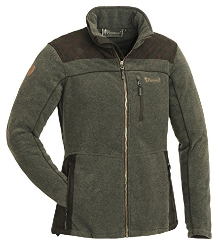 PINEWOOD Damen Diana Exclusiv Fleece Jacke, Oliv Melange/Wildlederbraun, 2XL PINEWOOD Damen Diana Exclusiv Fleece Jacke, Oliv Melange/Wildlederbraun, 2XL von Pinewood
