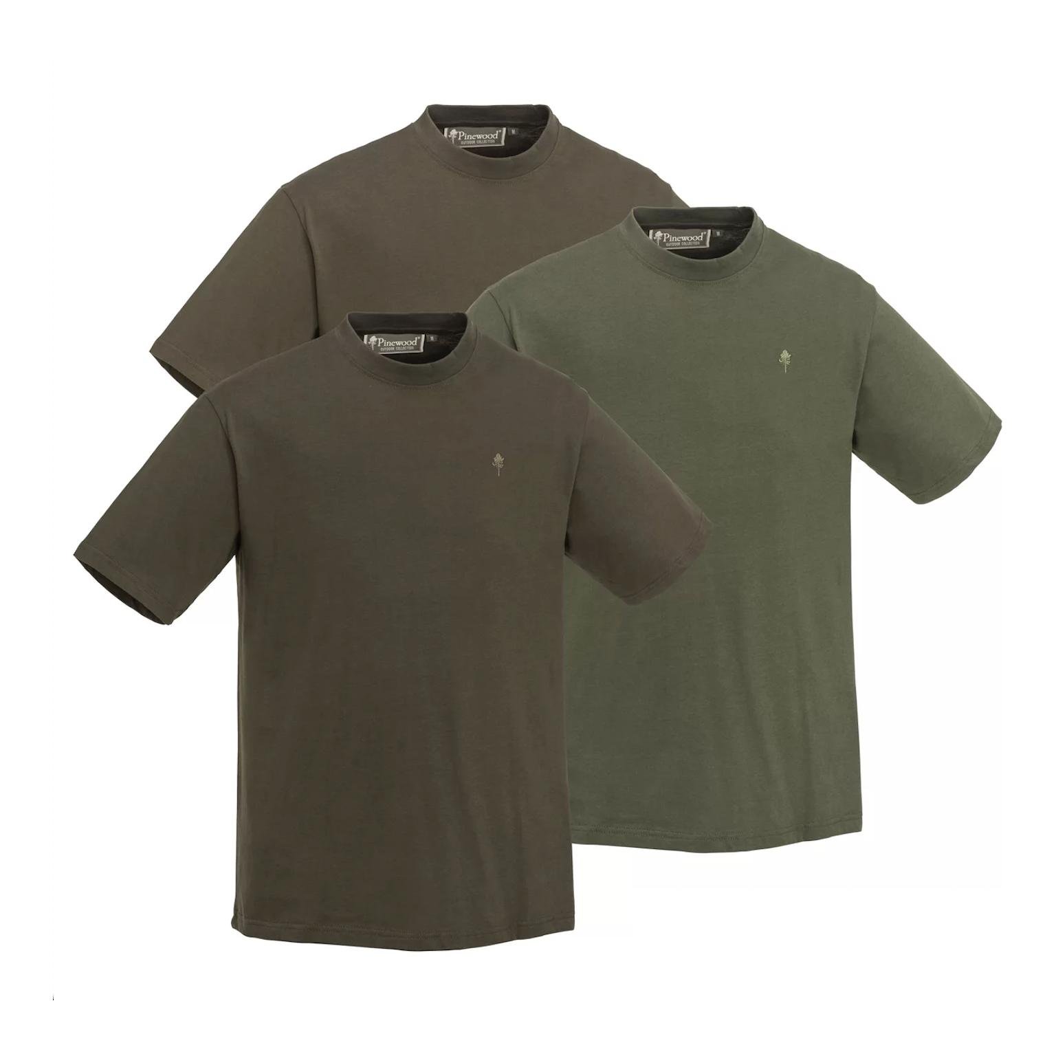 Pinewood T-Shirt 3er Pack Herren - Grün/Jagdbraun/Khaki  L   Grösse: L von Pinewood
