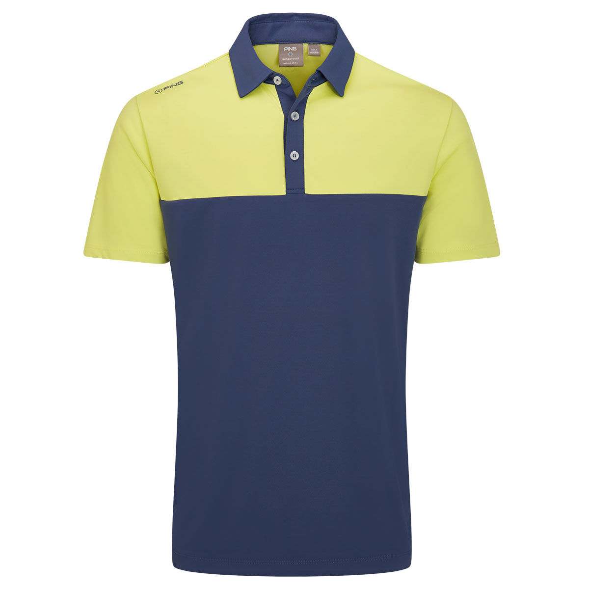 PING Men's Bodi Panel Golf Polo Shirt, Mens, Blue indigo/limelight, Small | American Golf von Ping