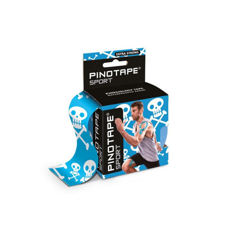 Pino Kinesiologie-Tape Pinotape Sport Kinesiologie Tape Jolly Roger Blue 5 cm x 5 m (1-St) von Pino
