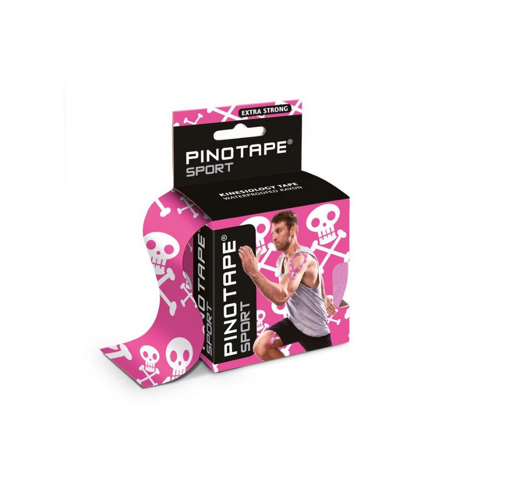 Pino Kinesiologie-Tape Pinotape Sport Kinesiologie Tape Jolly Roger Pink 5 cm x 5 m (1-St) von Pino