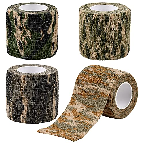 Pinsheng 4 Rollen Camouflage Klebeband, Vliesstoff Selbstklebende Tarnung Band, Militär Armee elastische Camouflage Klebeband Schutz-Stretch-Verband für Schrotflinten Jagd-Camping von Pinsheng