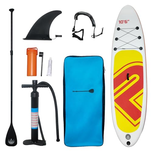 Aufblasbares Stand Up Paddle Board, aufblasbares Paddelboard mit Premium-Zubehör, rutschfestes, Komfortables Deck für Jugendliche und Erwachsene Aller Fähigkeitsstufen, 3 m x 83,8 cm x 15,2 cm von PioneerWorks