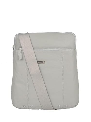 Flache Ledertasche, grau, Flache Ledertasche von Piquadro