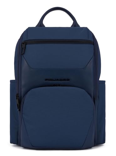 PIQUADRO, Computer und iPad® Backpack aus recyceltem Stoff mit Sternumriemen, Antitheft Kabel, Tasche für Flasche und RFID-Schutz, Blau, blau, Taglia unica, 0 Stk von Piquadro