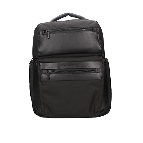 PIQUADRO Woody Großer Rucksack aus Leder und Stoff, Schwarz, 35-00 x 44-00 x 23-00, Business von Piquadro