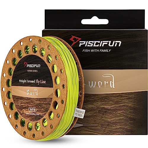 Piscifun Schwert Fliegenfischschnur mit geschweißter Schlaufe, Gewicht nach vorne schwimmende Fliegenschnur, WF7wt, 30 m, fluoreszierendes Gelb Piscifun Schwert Fliegenfischschnur mit geschweißter Schlaufe, Gewicht nach vorne schwimmende Fliegenschnur, WF7wt, 30 m, fluoreszierendes Gelb von Piscifun