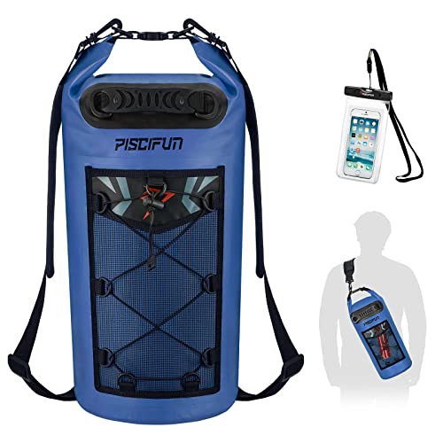 Piscifun Wasserdicht Dry Bag Rucksack Schwimm Dry Rucksack für Wassersport - Angeln Bootfahren Kajak Surfen Rafting Camping Geschenke für Männer und Frauen Sapphire Blue 30L von Piscifun